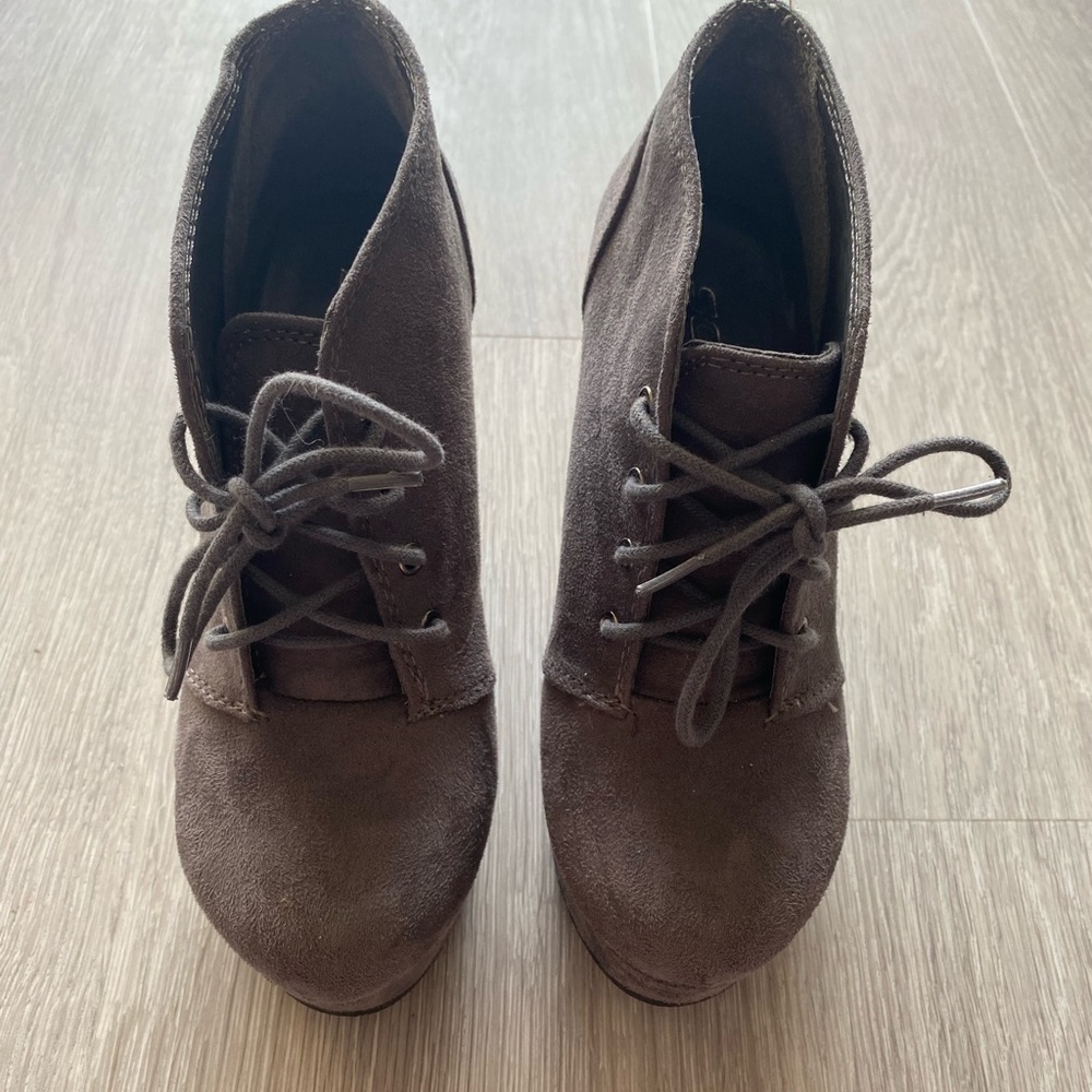 Gray Wedge Booties